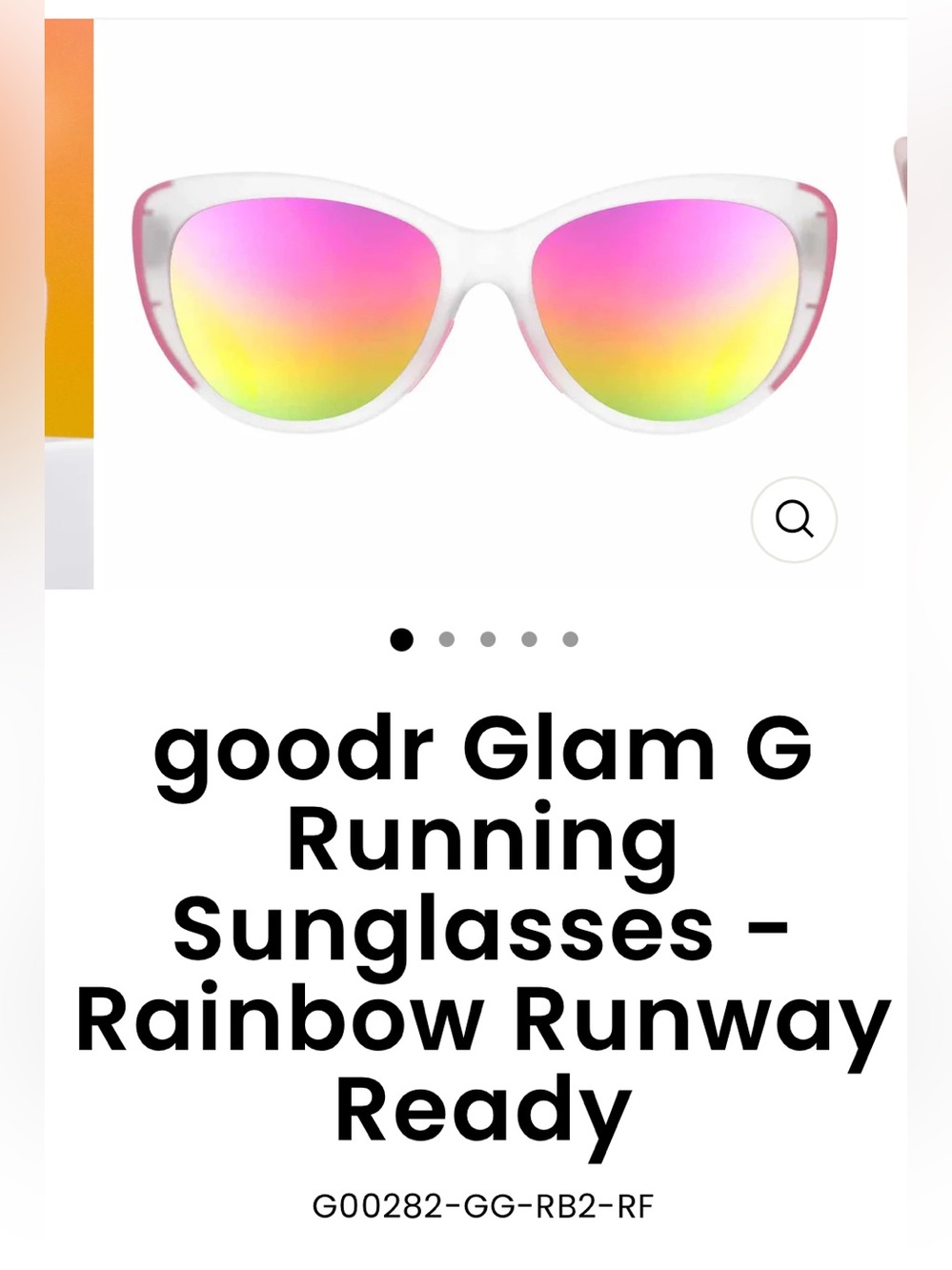 goodr Glam G Running Sunglasses - Rainbow Runway Ready (White Frame)